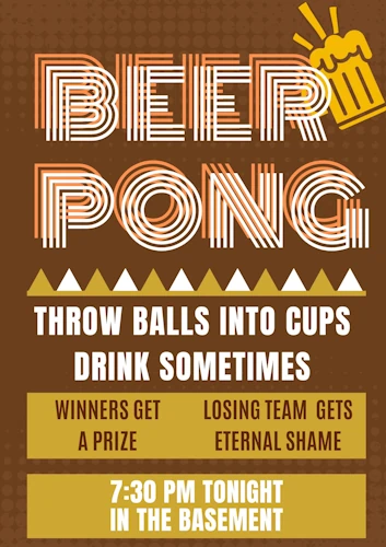 Illustrated flyer for Trip'N'Hostel Beer Pong competitions