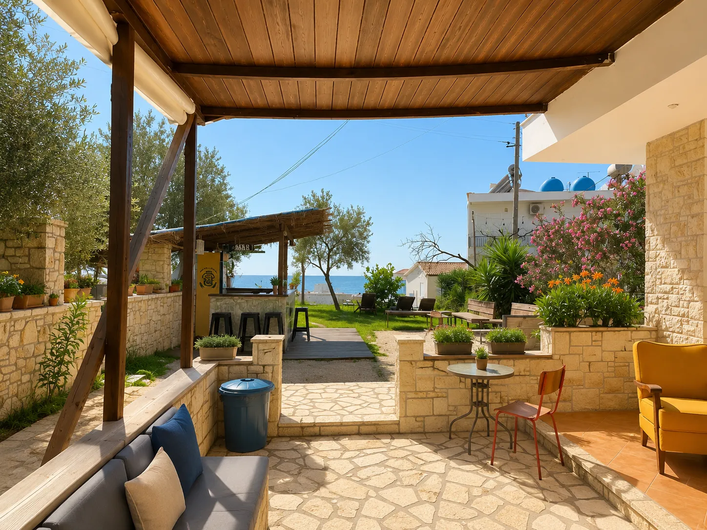 The courtyard at Trip'N'Hostel Seaside