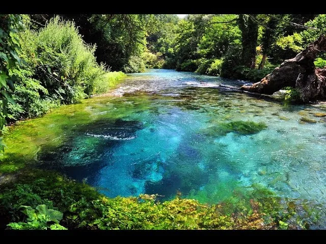 The Blue Eye spring in southern Albania — vivid turquoise water and lush greenery